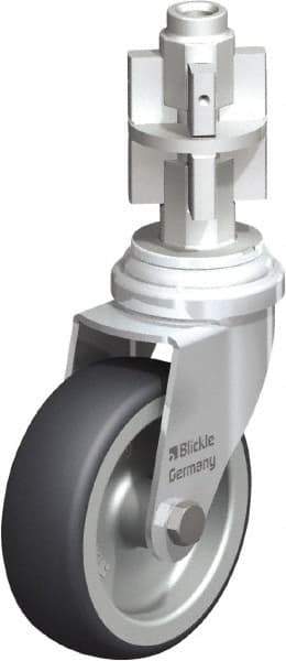 Blickle - 3" Diam x 63/64" Wide x 4" OAH Metal Expander Mount Swivel Caster - Rubber Elastomer (TPE), 165 Lb Capacity, Plain Bore Bearing, Metal Expander Stem - Industrial Tool & Supply