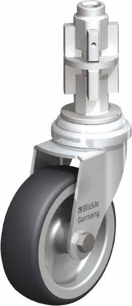 Blickle - 3" Diam x 63/64" Wide x 4" OAH Metal Expander Mount Swivel Caster - Rubber Elastomer (TPE), 165 Lb Capacity, Plain Bore Bearing, Metal Expander Stem - Industrial Tool & Supply