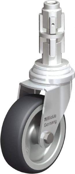 Blickle - 3" Diam x 63/64" Wide x 4" OAH Metal Expander Mount Swivel Caster - Rubber Elastomer (TPE), 165 Lb Capacity, Plain Bore Bearing, Metal Expander Stem - Industrial Tool & Supply