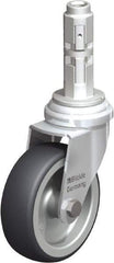 Blickle - 3" Diam x 63/64" Wide x 4" OAH Metal Expander Mount Swivel Caster - Rubber Elastomer (TPE), 165 Lb Capacity, Plain Bore Bearing, Metal Expander Stem - Industrial Tool & Supply