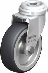 Blickle - 3" Diam x 63/64" Wide x 3-55/64" OAH Hollow Kingpin Mount Swivel Caster - Rubber Elastomer (TPE), 165 Lb Capacity, Plain Bore Bearing, Hollow Kingpin Stem - Industrial Tool & Supply