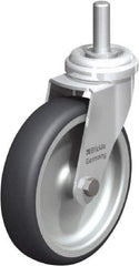 Blickle - 4" Diam x 63/64" Wide x 4-3/4" OAH Stem Mount Swivel Caster - Rubber Elastomer (TPE), 154 Lb Capacity, Plain Bore Bearing, 3/8 x 1-13/16" Threaded Stem - Industrial Tool & Supply