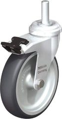 Blickle - 4" Diam x 63/64" Wide x 4-3/4" OAH Stem Mount Swivel Caster with Brake - Rubber Elastomer (TPE), 154 Lb Capacity, Plain Bore Bearing, 3/8" Threaded Stem - Industrial Tool & Supply