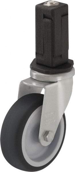 Blickle - 4" Diam x 63/64" Wide x 4-7/8" OAH Stem Mount Swivel Caster - Rubber Elastomer (TPE), 154 Lb Capacity, Plain Bore Bearing, Square Stem - Industrial Tool & Supply