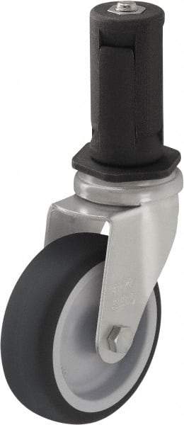 Blickle - 3" Diam x 63/64" Wide x 4" OAH Stem Mount Swivel Caster - Rubber Elastomer (TPE), 165 Lb Capacity, Plain Bore Bearing, Round Stem - Industrial Tool & Supply