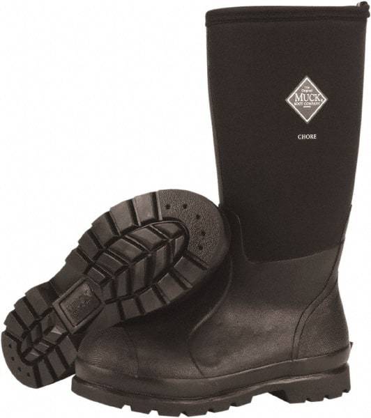 Honeywell - Men's Size 7 Wide Width Reinforced Knee Boot - Black, Neoprene Upper, Rubber Outsole, 16" High, Pull-On - Industrial Tool & Supply