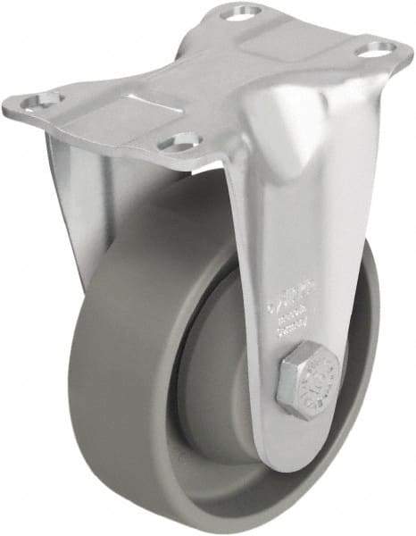 Blickle - 3-1/2" Diam x 1-1/4" Wide x 4-11/16" OAH Top Plate Mount Rigid Caster - Impact-Resistant Nylon, 400 Lb Capacity, Ball Bearing, 3-5/8 x 2-1/2" Plate - Industrial Tool & Supply