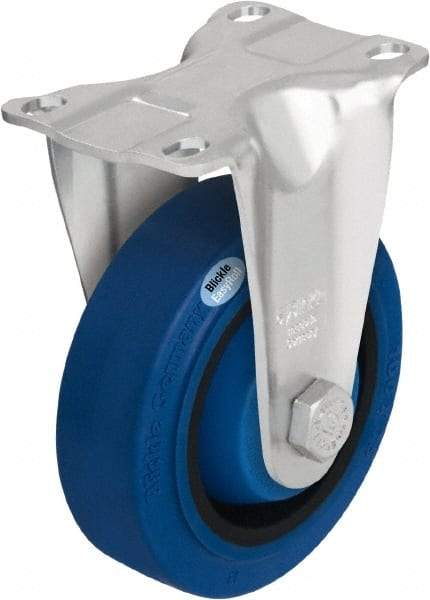 Blickle - 4" Diam x 1-3/8" Wide x 5-1/8" OAH Top Plate Mount Rigid Caster - Solid Rubber, 400 Lb Capacity, Ball Bearing, 3-5/8 x 2-1/2" Plate - Industrial Tool & Supply