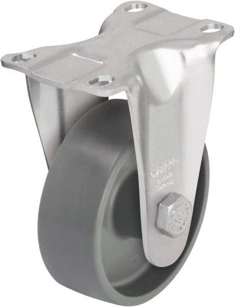 Blickle - 3-1/2" Diam x 1-1/4" Wide x 4-11/16" OAH Top Plate Mount Rigid Caster - Impact-Resistant Nylon, 400 Lb Capacity, Plain Bore Bearing, 3-5/8 x 2-1/2" Plate - Industrial Tool & Supply
