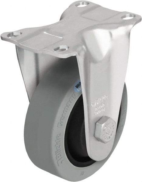 Blickle - 5" Diam x 1-3/8" Wide x 6-1/8" OAH Top Plate Mount Rigid Caster - Solid Rubber, 400 Lb Capacity, Ball Bearing, 3-5/8 x 2-1/2" Plate - Industrial Tool & Supply
