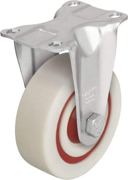 Blickle - 4" Diam x 1-3/8" Wide x 5-1/8" OAH Top Plate Mount Rigid Caster - Impact-Resistant Nylon, 400 Lb Capacity, Ball Bearing, 3-5/8 x 2-1/2" Plate - Industrial Tool & Supply