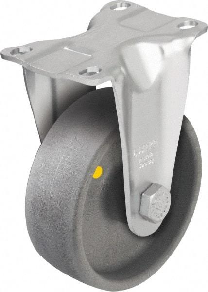 Blickle - 4" Diam x 1-7/16" Wide x 5-1/8" OAH Top Plate Mount Rigid Caster - Impact-Resistant Nylon, 400 Lb Capacity, Plain Bore Bearing, 3-5/8 x 2-1/2" Plate - Industrial Tool & Supply