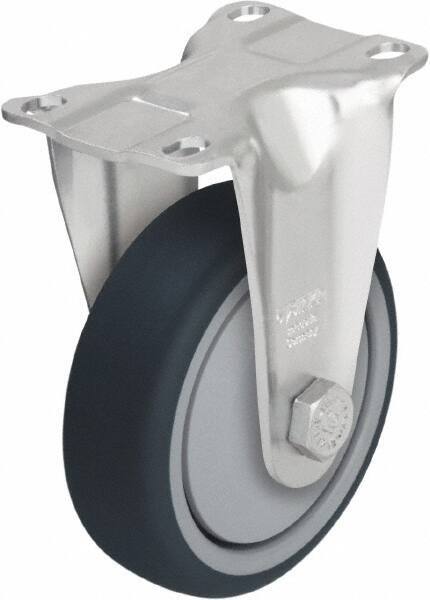 Blickle - 4" Diam x 1-1/4" Wide x 5-1/8" OAH Top Plate Mount Rigid Caster - Thermoplastic Polyurethane, 400 Lb Capacity, Ball Bearing, 3-5/8 x 2-1/2" Plate - Industrial Tool & Supply