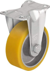 Blickle - 5" Diam x 1-9/16" Wide x 6-1/8" OAH Top Plate Mount Rigid Caster - Polyurethane-Elastomer Blickle Softhane, 400 Lb Capacity, Ball Bearing, 3-5/8 x 2-1/2" Plate - Industrial Tool & Supply