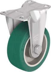 Blickle - 4" Diam x 1-9/16" Wide x 5-1/8" OAH Top Plate Mount Rigid Caster - Polyurethane-Elastomer Blickle Softhane, 400 Lb Capacity, Ball Bearing, 3-5/8 x 2-1/2" Plate - Industrial Tool & Supply