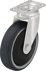 Blickle - 4" Diam x 1-1/4" Wide x 5-1/8" OAH Top Plate Mount Swivel Caster - Thermoplastic Polyurethane, 400 Lb Capacity, Ball Bearing, 3-5/8 x 2-1/2" Plate - Industrial Tool & Supply