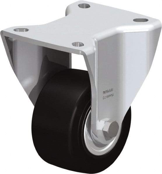 Blickle - 3" Diam x 1-49/64" Wide x 4-23/32" OAH Top Plate Mount Rigid Caster - Solid Rubber, 440 Lb Capacity, Ball Bearing, 3-15/16 x 3-3/8" Plate - Industrial Tool & Supply