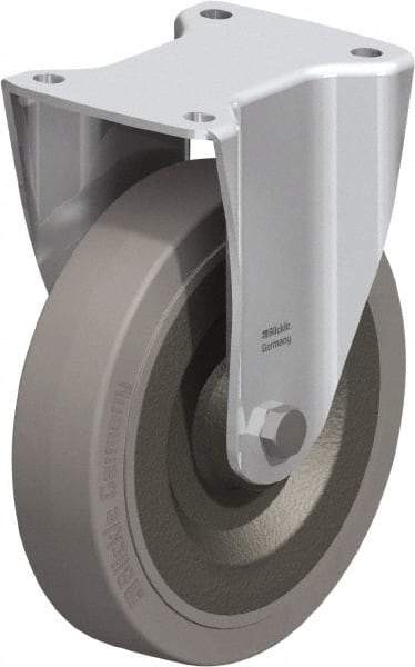 Blickle - 8" Diam x 1-31/32" Wide x 9-41/64" OAH Top Plate Mount Rigid Caster - Solid Rubber, 1,320 Lb Capacity, Ball Bearing, 5-1/2 x 4-3/8" Plate - Industrial Tool & Supply