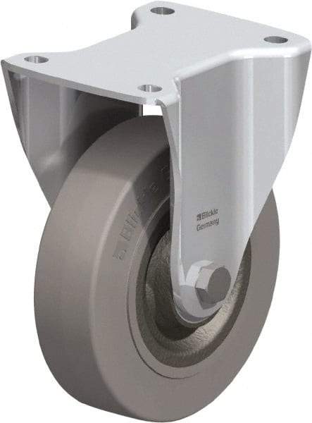 Blickle - 6-1/2" Diam x 1-31/32" Wide x 7-61/64" OAH Top Plate Mount Rigid Caster - Solid Rubber, 990 Lb Capacity, Ball Bearing, 5-1/2 x 4-3/8" Plate - Industrial Tool & Supply