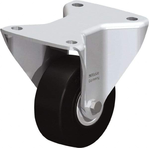 Blickle - 4" Diam x 1-17/32" Wide x 6-1/2" OAH Top Plate Mount Rigid Caster - Solid Rubber, 594 Lb Capacity, Ball Bearing, 5-1/2 x 4-3/8" Plate - Industrial Tool & Supply
