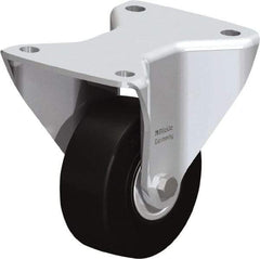Blickle - 4" Diam x 1-17/32" Wide x 6-1/2" OAH Top Plate Mount Rigid Caster - Solid Rubber, 594 Lb Capacity, Ball Bearing, 5-1/2 x 4-3/8" Plate - Industrial Tool & Supply