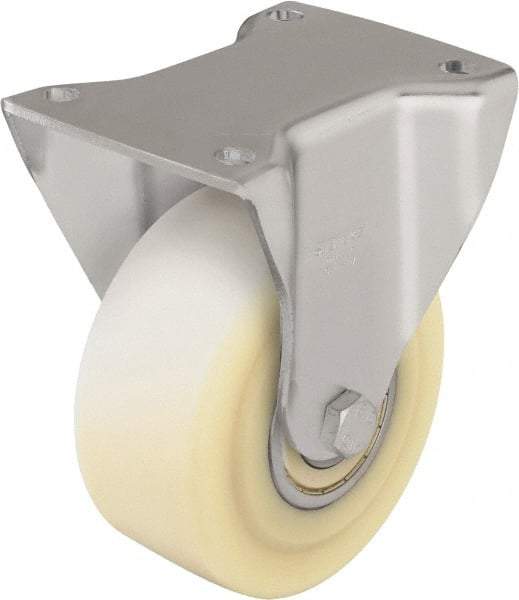 Blickle - 5" Diam x 2-5/32" Wide x 6-11/16" OAH Top Plate Mount Rigid Caster - Impact-Resistant Cast Nylon, 1,980 Lb Capacity, Ball Bearing, 5-1/2 x 4-3/8" Plate - Industrial Tool & Supply