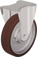 Blickle - 10" Diam x 2-23/64" Wide x 11-39/64" OAH Top Plate Mount Rigid Caster - Polyurethane-Elastomer Blickle Softhane, 1,980 Lb Capacity, Ball Bearing, 5-1/2 x 4-3/8" Plate - Industrial Tool & Supply