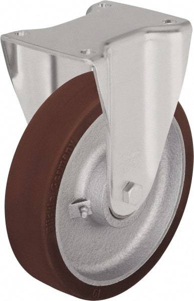 Blickle - 8" Diam x 1-31/32" Wide x 9-41/64" OAH Top Plate Mount Rigid Caster - Polyurethane-Elastomer Blickle Softhane, 1,980 Lb Capacity, Ball Bearing, 5-1/2 x 4-3/8" Plate - Industrial Tool & Supply