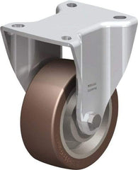 Blickle - 4" Diam x 1-37/64" Wide x 5-1/2" OAH Top Plate Mount Rigid Caster - Polyurethane-Elastomer Blickle Softhane, 880 Lb Capacity, Ball Bearing, 3-15/16 x 3-3/8" Plate - Industrial Tool & Supply