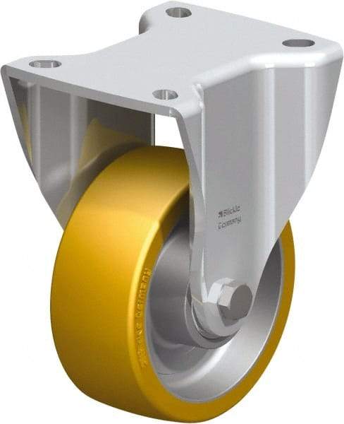 Blickle - 4" Diam x 1-37/64" Wide x 5-1/2" OAH Top Plate Mount Rigid Caster - Polyurethane-Elastomer Blickle Softhane, 550 Lb Capacity, Ball Bearing, 3-15/16 x 3-3/8" Plate - Industrial Tool & Supply