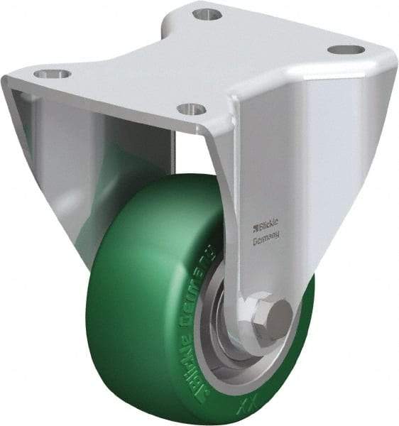 Blickle - 3" Diam x 1-37/64" Wide x 4-23/32" OAH Top Plate Mount Rigid Caster - Polyurethane-Elastomer Blickle Softhane, 506 Lb Capacity, Ball Bearing, 3-15/16 x 3-3/8" Plate - Industrial Tool & Supply