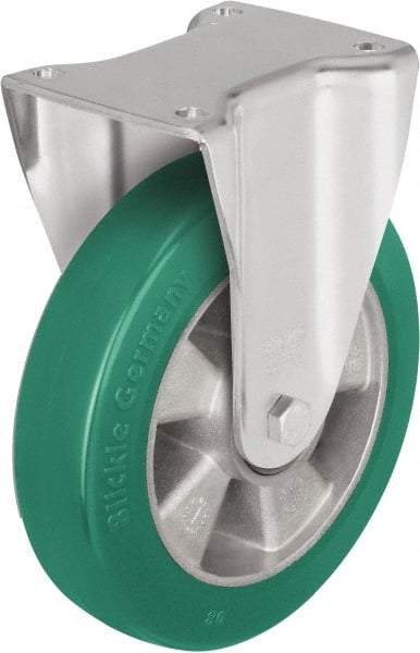 Blickle - 10" Diam x 1-31/32" Wide x 11-39/64" OAH Top Plate Mount Rigid Caster - Polyurethane-Elastomer Blickle Softhane, 1,760 Lb Capacity, Ball Bearing, 5-1/2 x 4-3/8" Plate - Industrial Tool & Supply
