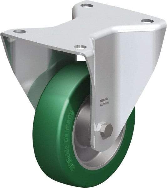 Blickle - 5" Diam x 1-37/64" Wide x 6-1/2" OAH Top Plate Mount Rigid Caster - Polyurethane-Elastomer Blickle Softhane, 770 Lb Capacity, Ball Bearing, 5-1/2 x 4-3/8" Plate - Industrial Tool & Supply