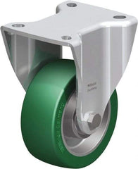 Blickle - 4" Diam x 1-37/64" Wide x 5-1/2" OAH Top Plate Mount Rigid Caster - Polyurethane-Elastomer Blickle Softhane, 660 Lb Capacity, Ball Bearing, 3-15/16 x 3-3/8" Plate - Industrial Tool & Supply