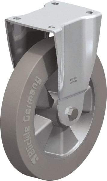 Blickle - 10" Diam x 1-31/32" Wide x 11-39/64" OAH Top Plate Mount Rigid Caster - Solid Rubber, 1,430 Lb Capacity, Ball Bearing, 5-1/2 x 4-3/8" Plate - Industrial Tool & Supply