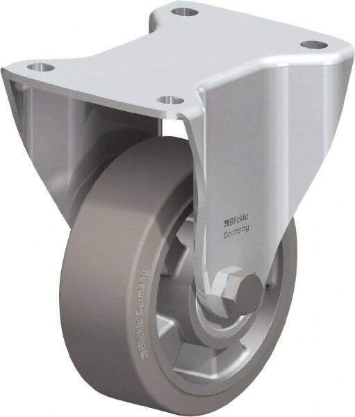 Blickle - 5" Diam x 1-31/32" Wide x 6-11/16" OAH Top Plate Mount Rigid Caster - Solid Rubber, 594 Lb Capacity, Ball Bearing, 5-1/2 x 4-3/8" Plate - Industrial Tool & Supply