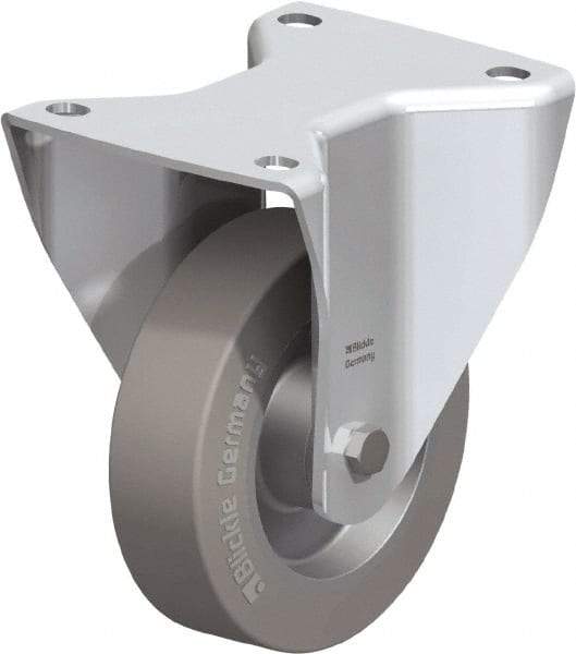 Blickle - 5" Diam x 1-37/64" Wide x 6-1/2" OAH Top Plate Mount Rigid Caster - Solid Rubber, 550 Lb Capacity, Ball Bearing, 5-1/2 x 4-3/8" Plate - Industrial Tool & Supply