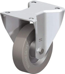 Blickle - 5" Diam x 1-37/64" Wide x 6-1/2" OAH Top Plate Mount Rigid Caster - Solid Rubber, 550 Lb Capacity, Ball Bearing, 5-1/2 x 4-3/8" Plate - Industrial Tool & Supply