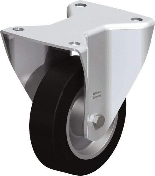 Blickle - 5" Diam x 1-37/64" Wide x 6-1/2" OAH Top Plate Mount Rigid Caster - Solid Rubber, 550 Lb Capacity, Ball Bearing, 5-1/2 x 4-3/8" Plate - Industrial Tool & Supply