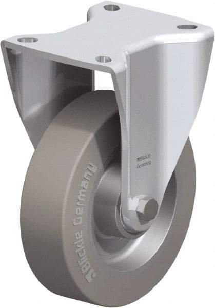 Blickle - 5" Diam x 1-37/64" Wide x 6-1/2" OAH Top Plate Mount Rigid Caster - Solid Rubber, 550 Lb Capacity, Ball Bearing, 3-15/16 x 3-3/8" Plate - Industrial Tool & Supply