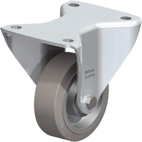 Blickle - 5" Diam x 1-37/64" Wide x 5-1/2" OAH Top Plate Mount Rigid Caster - Solid Rubber, 440 Lb Capacity, Ball Bearing, 5-1/2 x 4-3/8" Plate - Industrial Tool & Supply