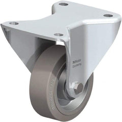 Blickle - 5" Diam x 1-37/64" Wide x 5-1/2" OAH Top Plate Mount Rigid Caster - Solid Rubber, 440 Lb Capacity, Ball Bearing, 5-1/2 x 4-3/8" Plate - Industrial Tool & Supply