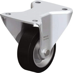 Blickle - 5" Diam x 1-37/64" Wide x 5-1/2" OAH Top Plate Mount Rigid Caster - Solid Rubber, 440 Lb Capacity, Ball Bearing, 5-1/2 x 4-3/8" Plate - Industrial Tool & Supply
