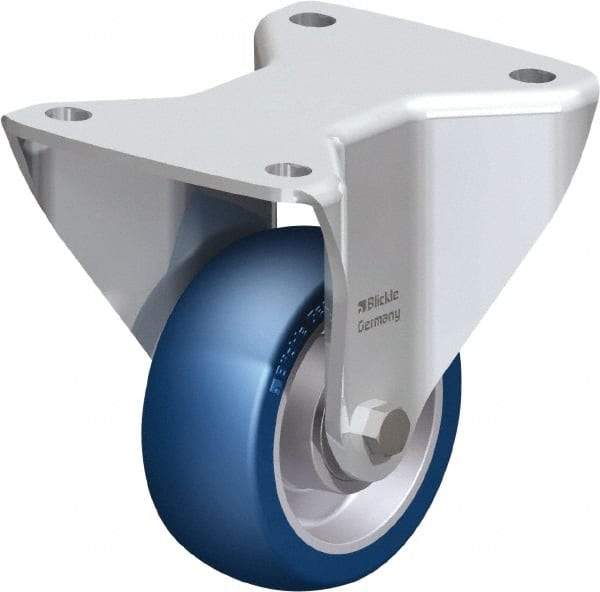 Blickle - 4" Diam x 1-37/64" Wide x 5-1/2" OAH Top Plate Mount Rigid Caster - Polyurethane-Elastomer Blickle Besthane, 660 Lb Capacity, Ball Bearing, 5-1/2 x 4-3/8" Plate - Industrial Tool & Supply