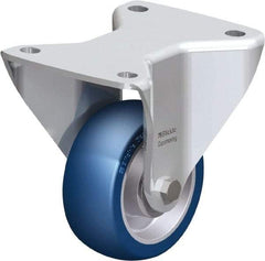 Blickle - 4" Diam x 1-37/64" Wide x 5-1/2" OAH Top Plate Mount Rigid Caster - Polyurethane-Elastomer Blickle Besthane, 660 Lb Capacity, Ball Bearing, 5-1/2 x 4-3/8" Plate - Industrial Tool & Supply