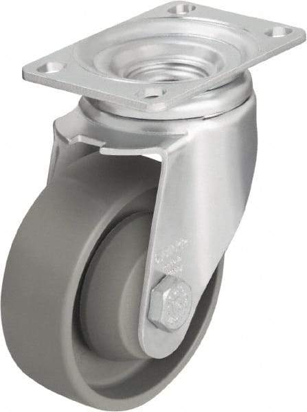 Blickle - 3-1/2" Diam x 1-1/4" Wide x 4-11/16" OAH Top Plate Mount Swivel Caster - Impact-Resistant Nylon, 400 Lb Capacity, Ball Bearing, 3-5/8 x 2-1/2" Plate - Industrial Tool & Supply