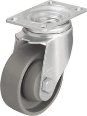 Blickle - 3-1/2" Diam x 1-1/4" Wide x 4-11/16" OAH Top Plate Mount Swivel Caster - Impact-Resistant Nylon, 400 Lb Capacity, Ball Bearing, 3-5/8 x 2-1/2" Plate - Industrial Tool & Supply