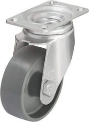 Blickle - 3-1/2" Diam x 1-1/4" Wide x 4-11/16" OAH Top Plate Mount Swivel Caster - Impact-Resistant Nylon, 400 Lb Capacity, Plain Bore Bearing, 3-5/8 x 2-1/2" Plate - Industrial Tool & Supply