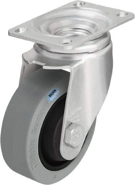 Blickle - 3-1/2" Diam x 1-1/4" Wide x 4-11/16" OAH Top Plate Mount Swivel Caster - Solid Rubber, 350 Lb Capacity, Ball Bearing, 3-5/8 x 2-1/2" Plate - Industrial Tool & Supply