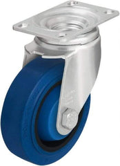 Blickle - 4" Diam x 1-3/8" Wide x 5-1/8" OAH Top Plate Mount Swivel Caster - Solid Rubber, 400 Lb Capacity, Ball Bearing, 3-5/8 x 2-1/2" Plate - Industrial Tool & Supply